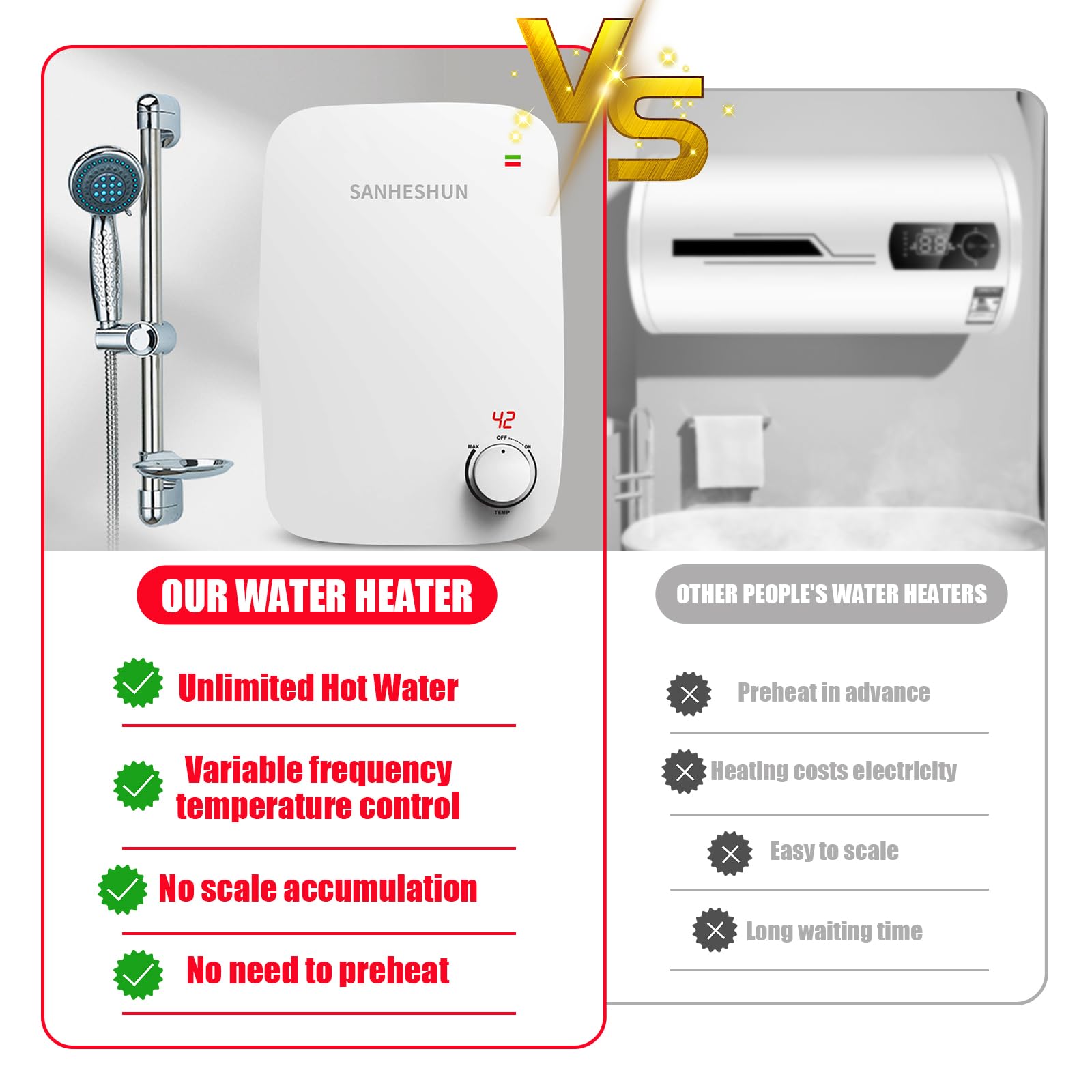 Amazon.com: 電動即熱式熱水器240V 13KW 即熱熱水器具有自調製技術